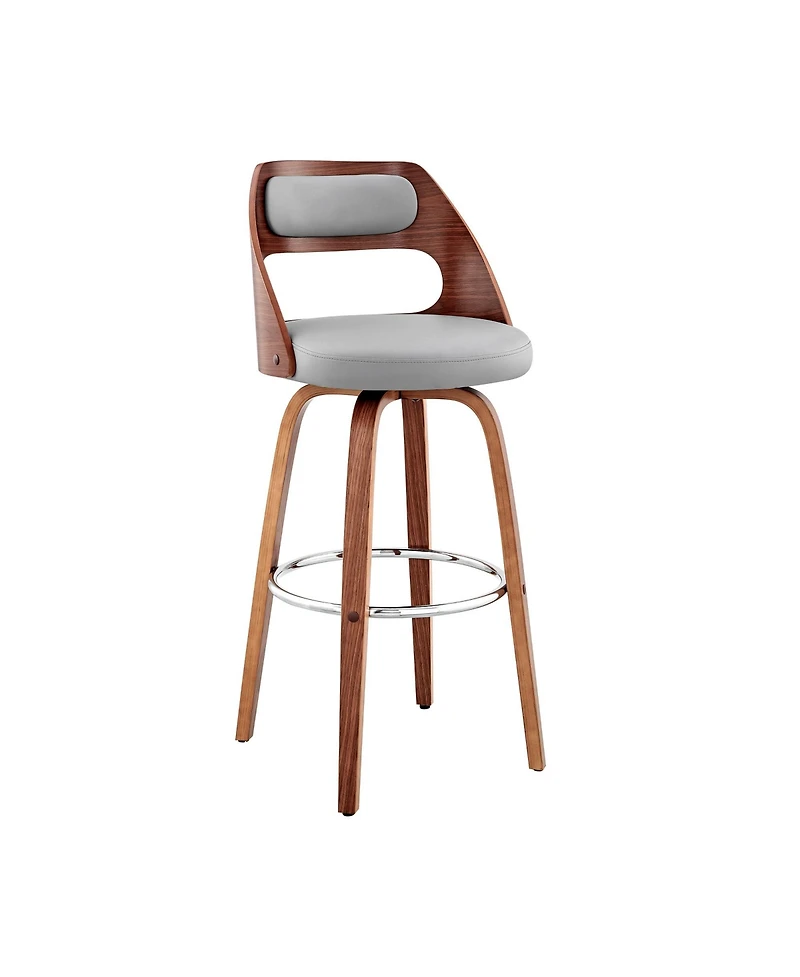 HomeRoots 26" Faux Leather Counter Height Swivel Bar Chair