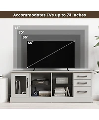Slickblue 63 Inch Media Console Table with 3 Drawers and 2 Glass Shelves