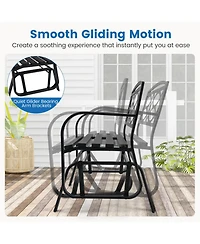 Slickblue Outdoor Glider Bench for 2 People with Metal Frame Patio Seating