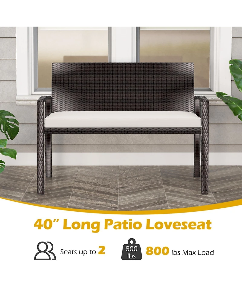 Gymax 2-Person Patio Loveseat with Removable Seat Cushion Metal Frame Backrest