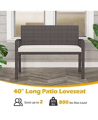Gymax 2-Person Patio Loveseat with Removable Seat Cushion Metal Frame Backrest