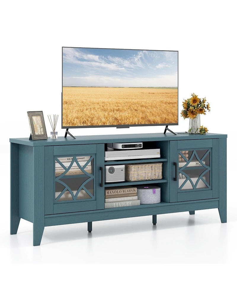 Slickblue Farmhouse Tv Stand for TVs up to 65 Inch with 4 Adjustable Shelves