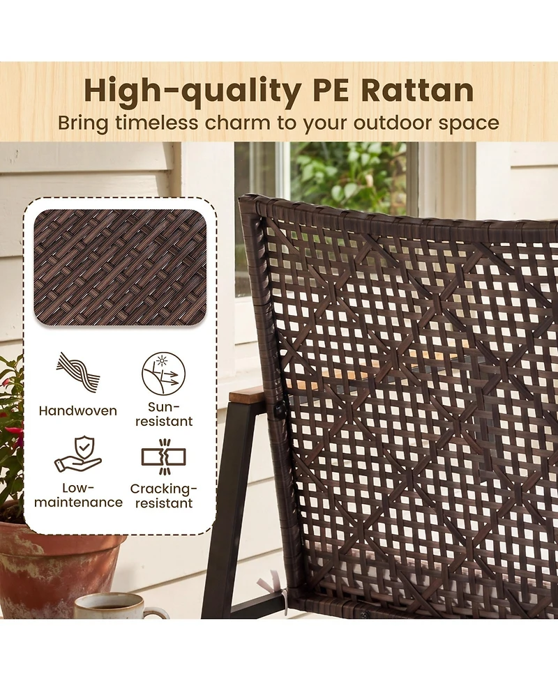 Gymax 3 Piece Outdoor Rocking Chair Set with Coffee Table Water-Resistant Cushions for Porch