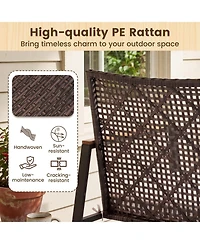 Gymax 3 Piece Outdoor Rocking Chair Set with Coffee Table Water-Resistant Cushions for Porch