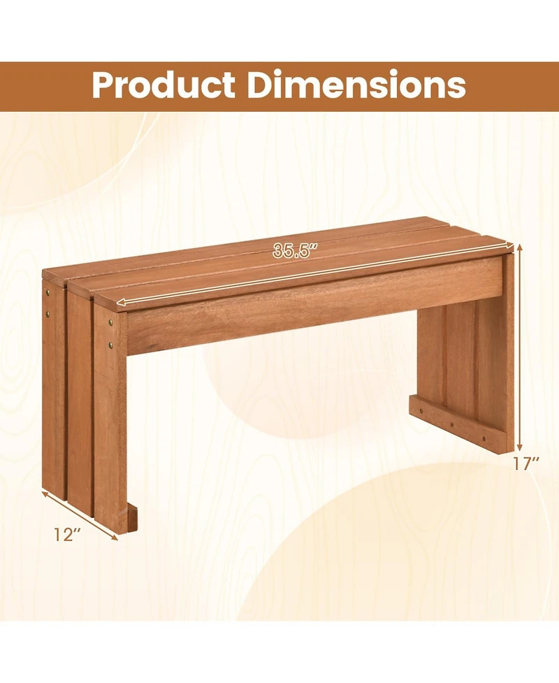 Slickblue Outdoor Garden Bench for 2 People with Wood Frame and Slatted Seat