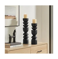 Danya B Stacked Sculptural Metal Candle Holder - Set of 2
