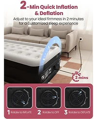 Cherimor 18" Full Air Mattress with Built-in Pump, 600-lb Capacity, Fast Inflation Guest Bed, Honeycomb Support