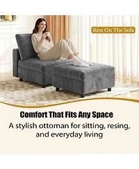 gaomon Large Ottoman for Modular Sofa, 29.5" Corduroy Pouf Ottoman with Spring Cushion, Rectangle Foot Rest for Couch