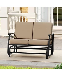 Slickblue Patio Loveseat Glider Chair with Thick Cushions and Metal Frame
