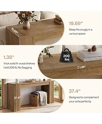 Tribesigns 35.4" Tall Farmhouse Console Table, 71" Wooden Sofa Table for Living Room, Modern Entryway Furniture