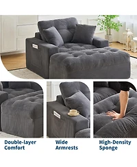 gaomon 63 inch Corduroy Chaise Lounge Chair No Assembly