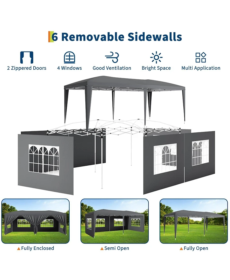Homfan Oxford Fabric Cantilevered Folding Shelter with Eaves, Outdoor Pop-Up Camping Canopy for Patio Beach Backyard