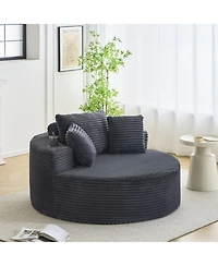 gaomon 55 inch Round Corduroy Sofa with Cup Holders No Assembly