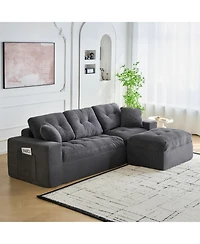 gaomon 104 inch L Shaped Corduroy Sectional Sofa No Assembly
