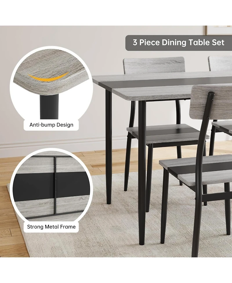 gaomon Dining Table Set, Metal Frame and Mdf Board, Two-Tone Splicing Design