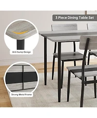 gaomon Dining Table Set, Metal Frame and Mdf Board, Two-Tone Splicing Design