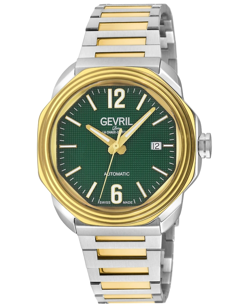 Gevril Men's Roosevelt Swiss Automatic Two tone Ipyg/Ss Bracelet Watch