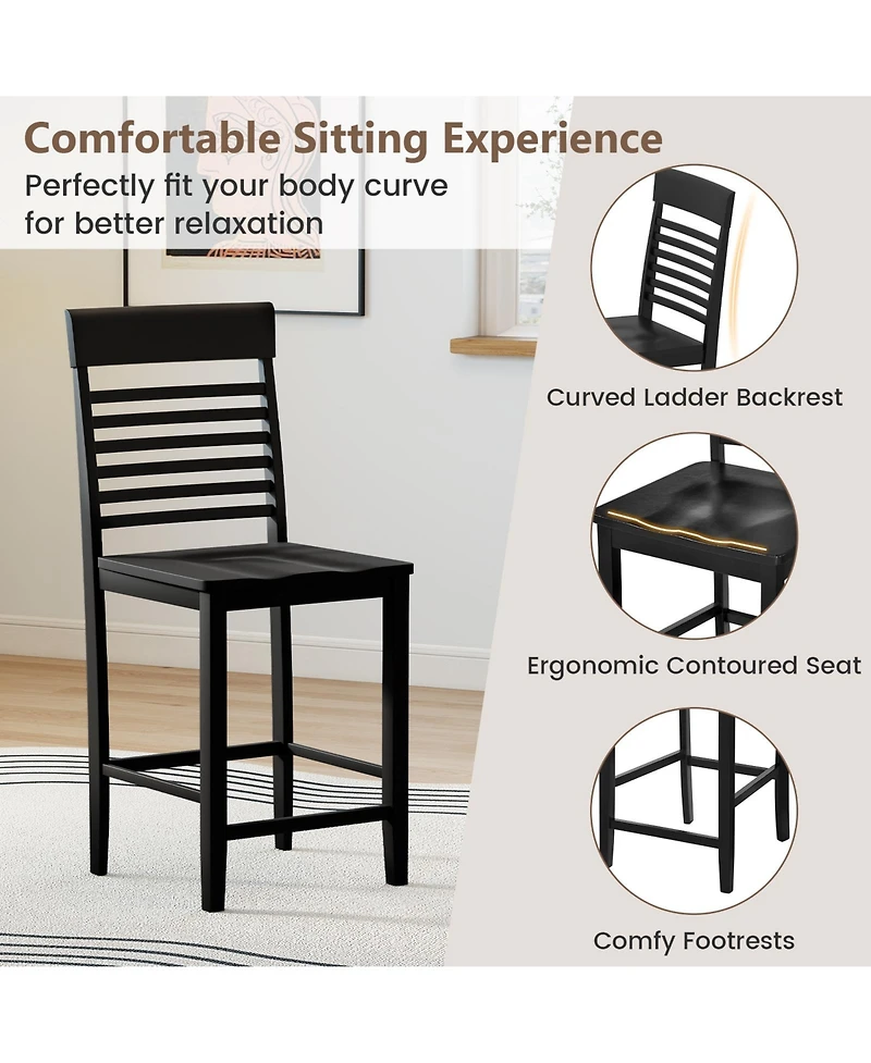 Slickblue 5-Piece Counter Height Kitchen Table Set with Footrest and Wood Frame