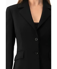 Ivonne Women's Tailored Two-Button Black Power Blazer