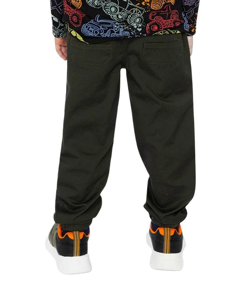 Deux par Baby Boys Stretch Canvas Jogger Pants Very Dark Green