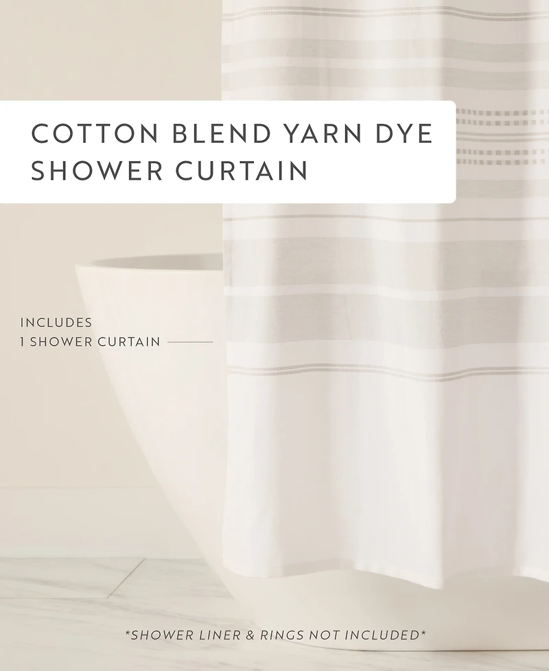 ienjoy Home Cotton Blend Striped Shower Curtains, 72" x