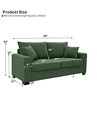 Rainsken Loveseat Sofa, with 2 Throw Pillows, Comfortable Upholstered Couch, Textured Fabric, for Living Room, Apartment, Office, Easy Assembly