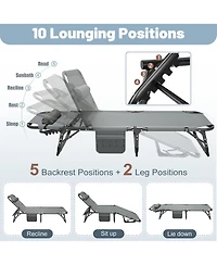 Mooncool Sleeping Cots Folding Chaise Lounge Chairs 5-Position Outdoor for Beach Lawn Camping Pool
