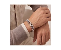 Rachel Glauber Men's White Gold Plated Cz Pave Chain Bracelet