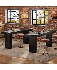 Tribesigns 70.9" Extra Long Bar Table, Counter Height Pub Table with Sturdy Pedestal Base, Modern Rustic Rectangular