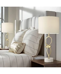 360 Lighting Liza 26 1/2" Tall Luxe Modern Table Lamps Set of 2 Living Room Bedroom Bedside Nightstand Shade House