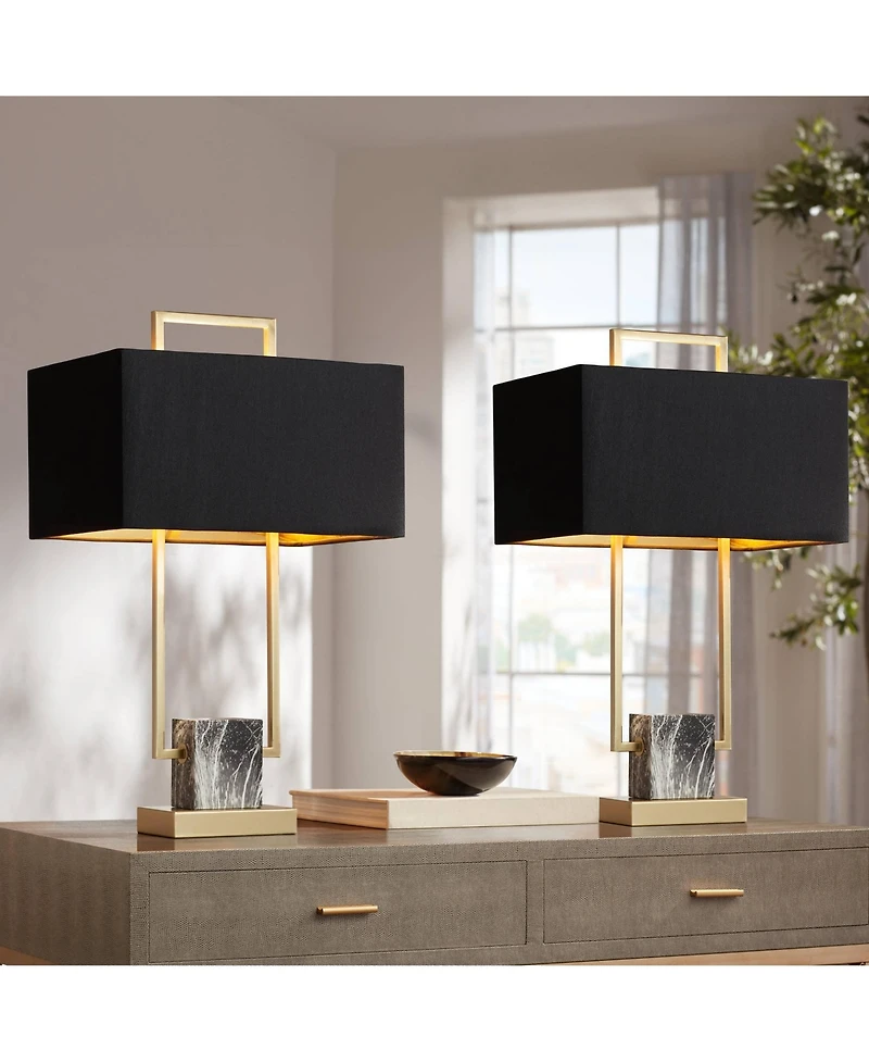 360 Lighting Carl 24 3/4" High Modern Table Lamps Set of 2 Metal Living Room Bedroom Bedside Nightstand