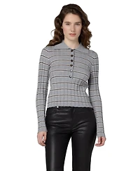 Blank Nyc Women's Second Date Knit Stripe Polo Top