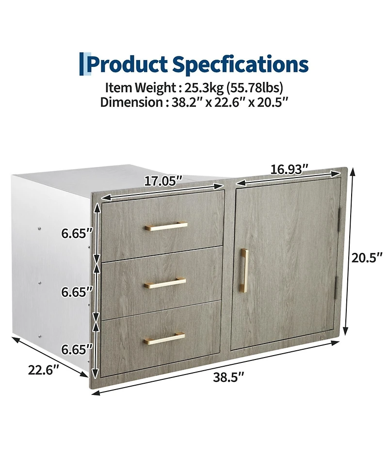 homfan Stainless Steel Storage Cabinet