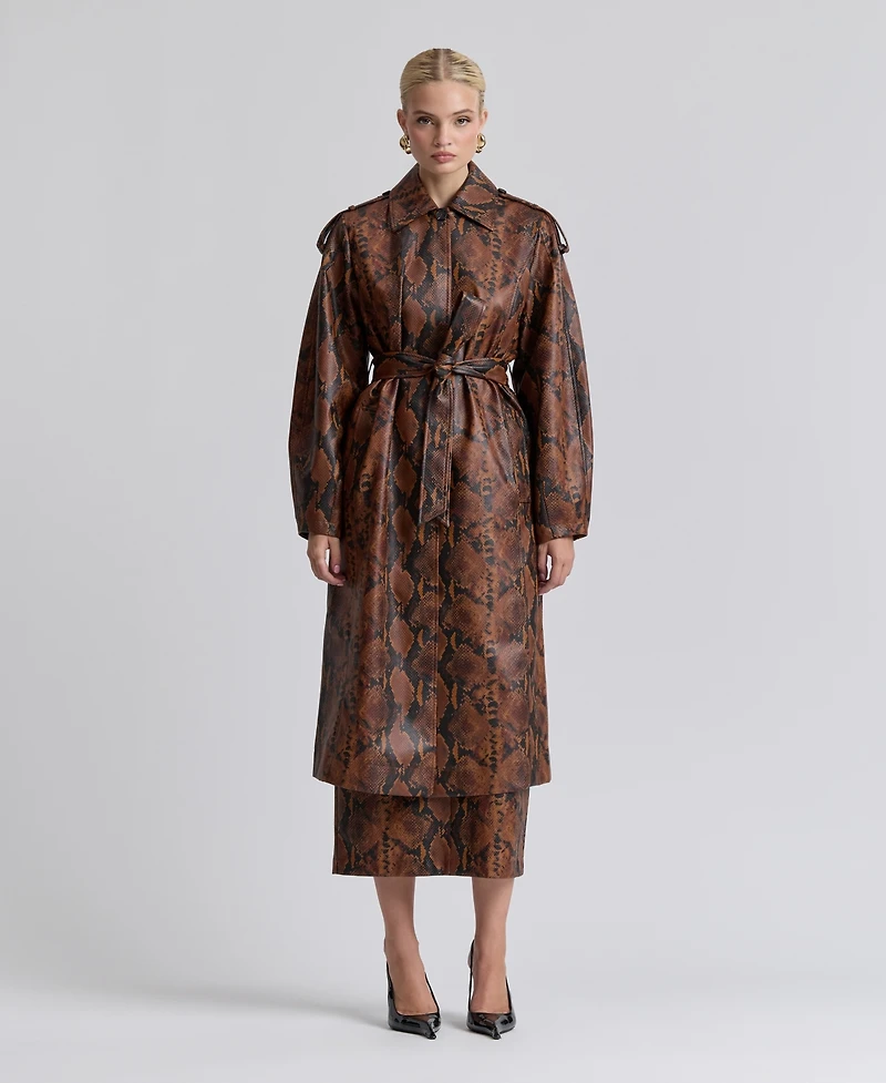 Avec Les Filles Women's Button-Front Spread Collar Maxi Coat