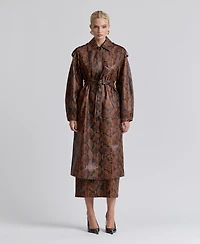 Avec Les Filles Women's Button-Front Spread Collar Maxi Coat