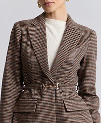 Avec Les Filles Women's Notch Lapel Collar Belted Blazer