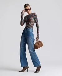 Avec Les Filles Women's Mid-Rise Curved-Leg Jeans