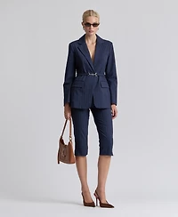 Avec Les Filles Women's Spread Collar Belted Blazer