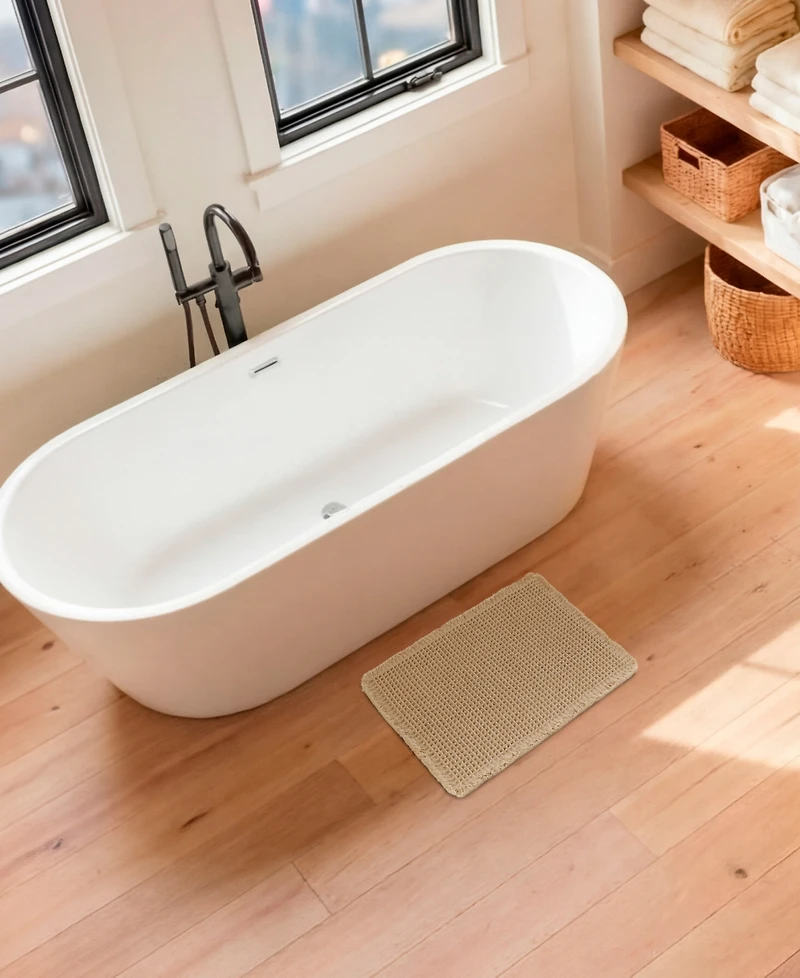Lucky Brand Taylor Solid Waffle Weave Bath Rugs, 17" x 24"