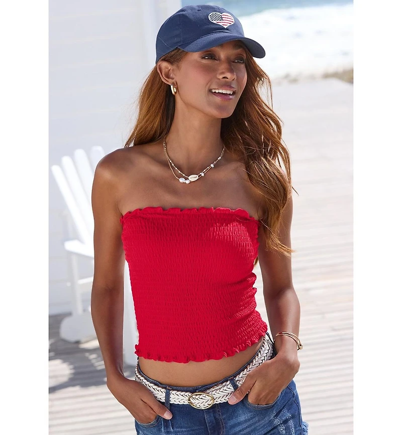 Lascana Women's Smocked Strapless Top