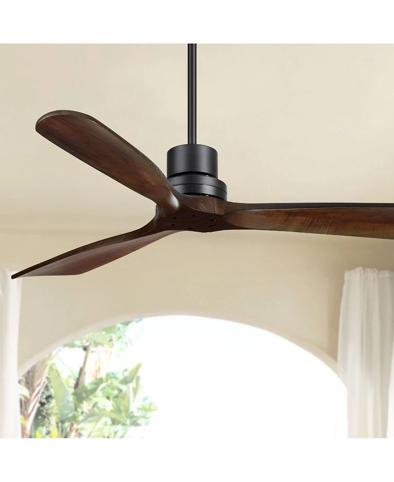 Casa Vieja Delta-Wing Dc Industrial Indoor Outdoor Ceiling Fan with Remote Control Matte Dark Walnut Damp Rated for Patio Exterior House
