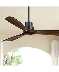 Casa Vieja Delta-Wing Dc Industrial Indoor Outdoor Ceiling Fan with Remote Control Matte Dark Walnut Damp Rated for Patio Exterior House