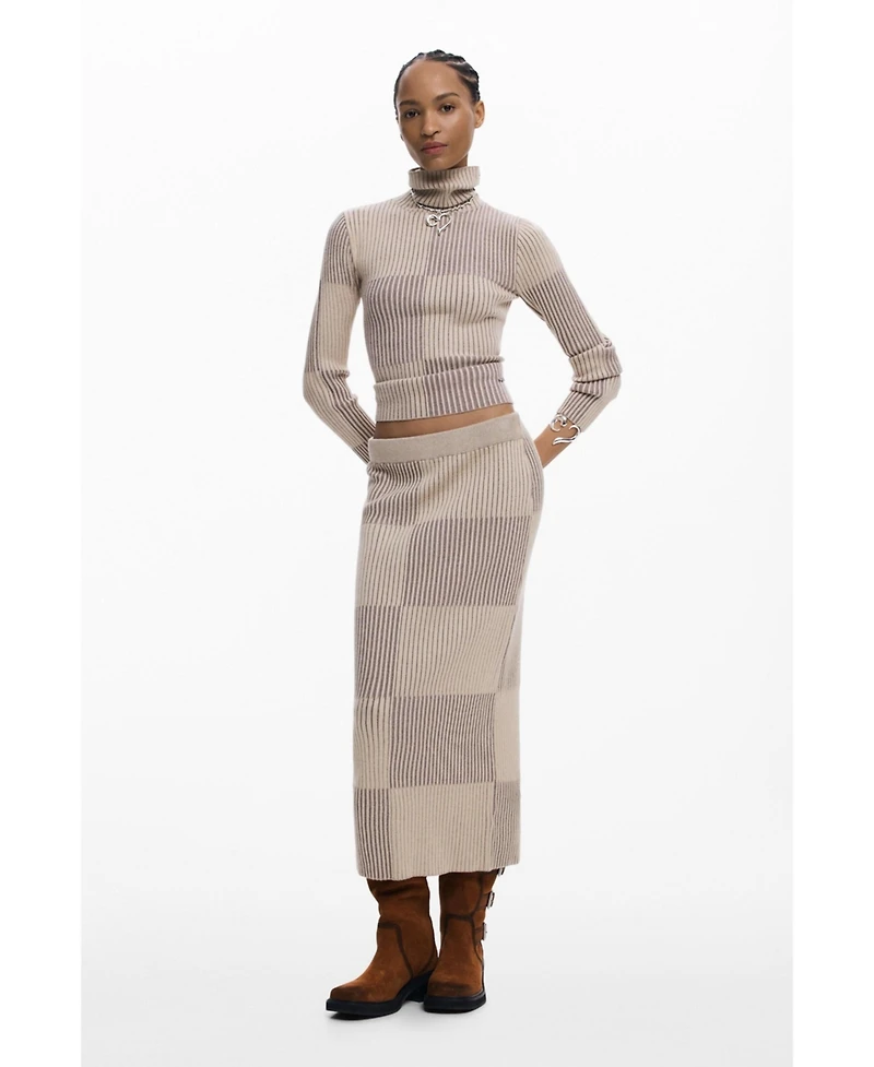 Desigual Women's Checked turtleneck sweater