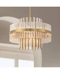 Possini Euro Design Jenna Soft Chandelier 20" Wide Modern 2-Tier Clear Crystals 8-Light Fixture for Dining Room House Foyer