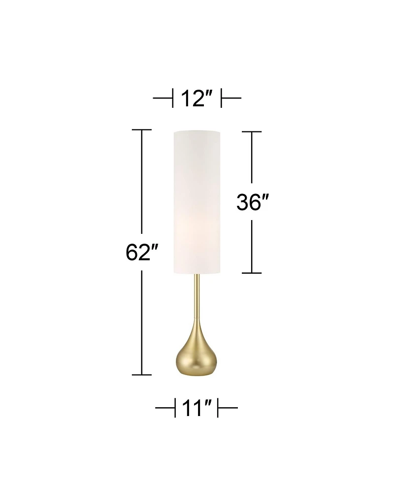 Possini Euro Design Moderne Mid Century Modern 62" Tall Standing Floor Lamp Droplet Foot Switch Metal Soft Finish Living Room