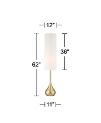 Possini Euro Design Moderne Mid Century Modern 62" Tall Standing Floor Lamp Droplet Foot Switch Metal Soft Finish Living Room