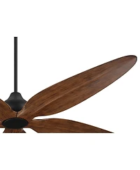 Casa Vieja 60" Lotus Bay Indoor Outdoor Ceiling Fan 5 Blade Led Light Remote Control Matte Motor Walnut Finish Blades Damp Rated