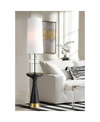 Possini Euro Design Otis Mid Century Modern 66" Tall Standing Floor Lamp Tray Table Pull Chain Metal Living Room House