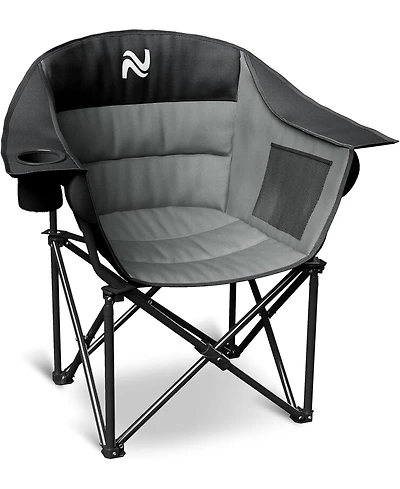 Mooncool Padded Camping Chair Portable Heavy Duty Arm Chairs with Side Pockets Cup Holder