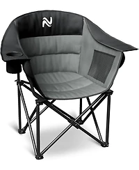 Mooncool Padded Camping Chair Portable Heavy Duty Arm Chairs with Side Pockets Cup Holder